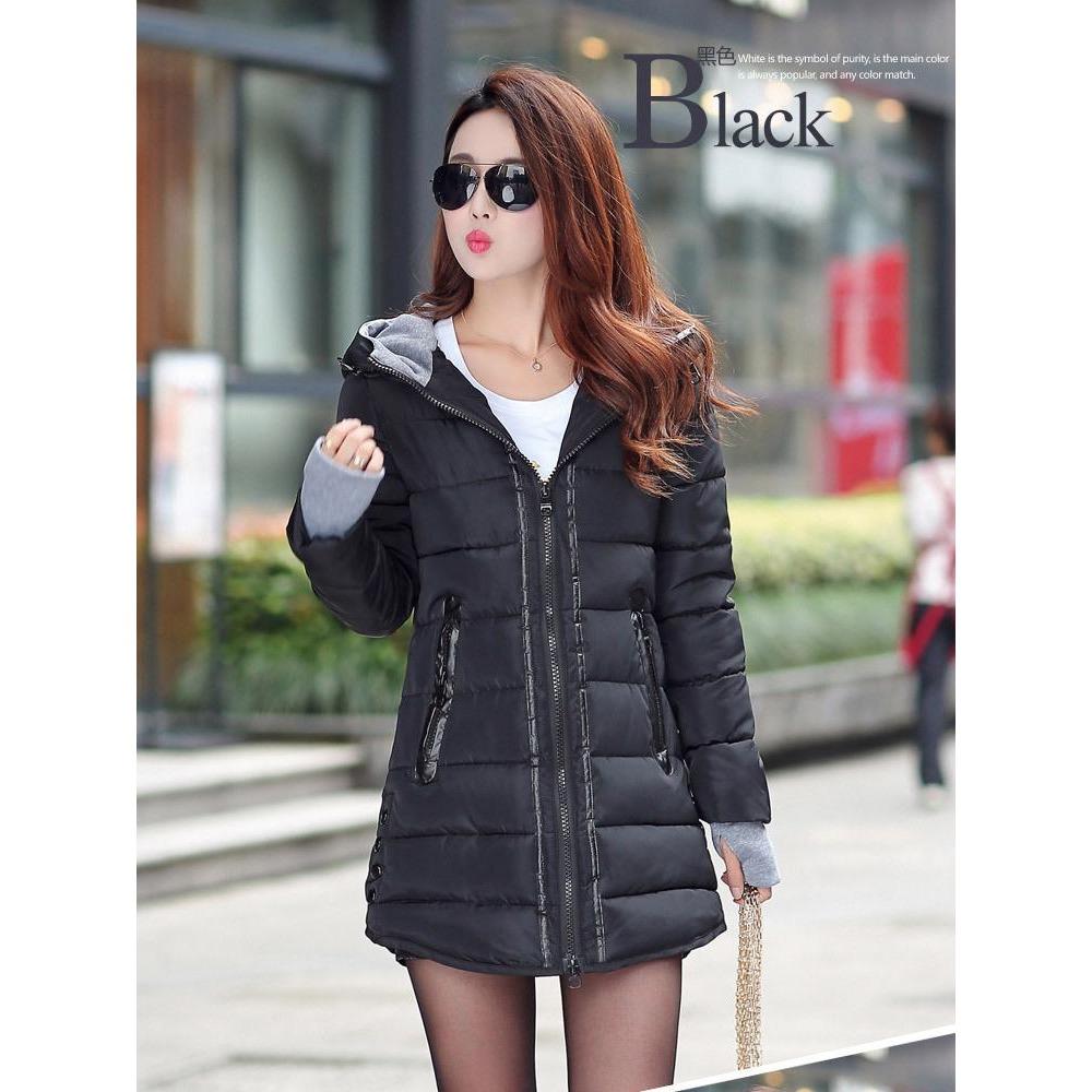 Mid-length Cotton-padded Jacket Women's Winter New Gloves Slim-fit Hooded Women's Down Padded Jacket