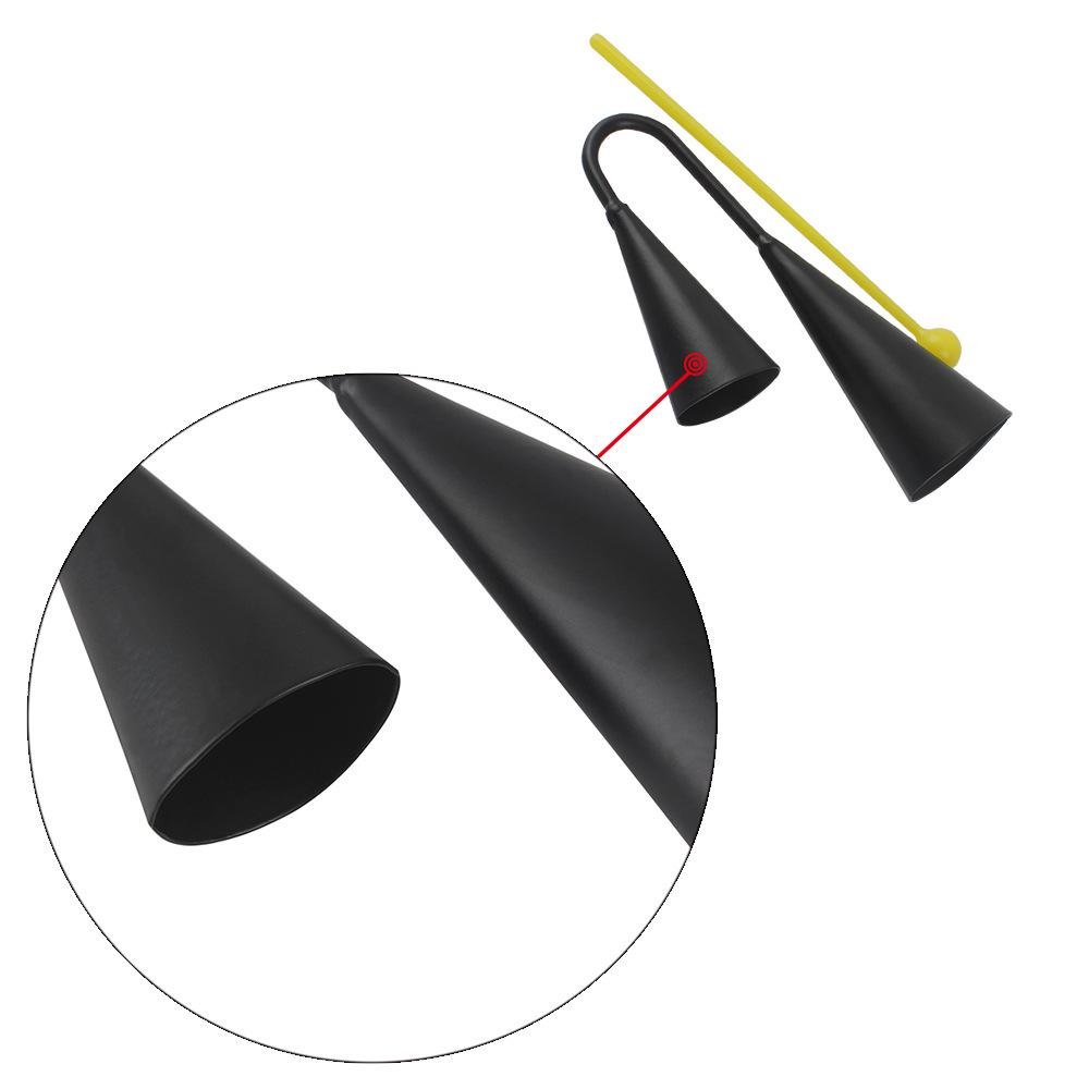 Double-Handle Black Metal Percussion Cowbell for Early Education