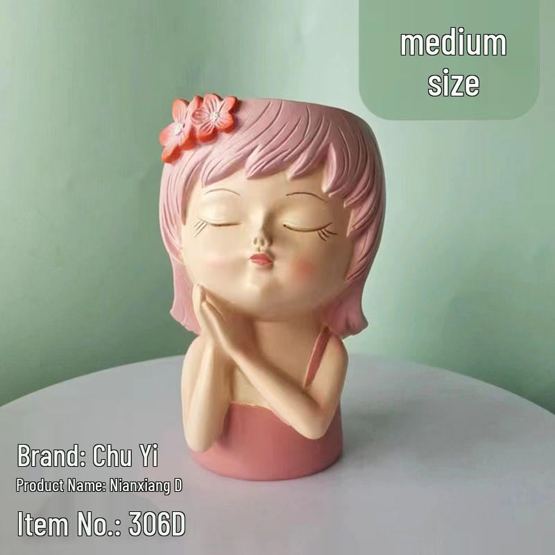 Nordic Style Resin Fairy Flower Pot - Cute Cartoon Succulent Desktop Ornament.