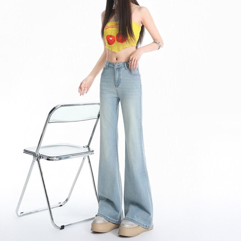 M1 Spicy American Mid-Low Waist Wide Leg Bell Bottom Jeans for Women