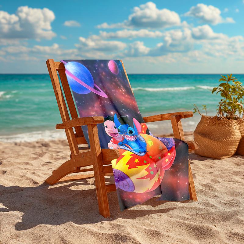 1Pc Space Adventure Stitch Beach Towel, Quick Dry, Multi-Use for Beach Pool Gym Yoga Home Travel, Christmas, Halloween, Xmas Gift S929261