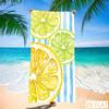 Refreshing Lemon Slice Beach Towel - Super Absorbent Quick Dry Microfiber with Blue Stripes, Soft Sand Free Blanket for Picnic
