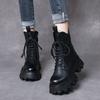 Women's leather sponge cake thick soled boots for autumn and winter British style single boots
