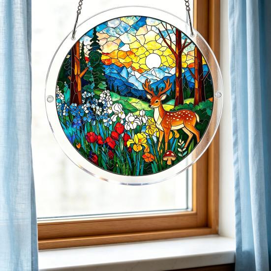 Puzzle in Acrilico Suncatcher Vetro Colorato Ornamento da Appendere alla Finestra Puzzle Fai da Te Pannello Suncatcher per Arredamento Casa Regali per Mamma Amici
