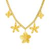 Flower Charm Cuban Chain Necklace For Women Gold Plated Stainless Steel Nature Inspired Jewelry