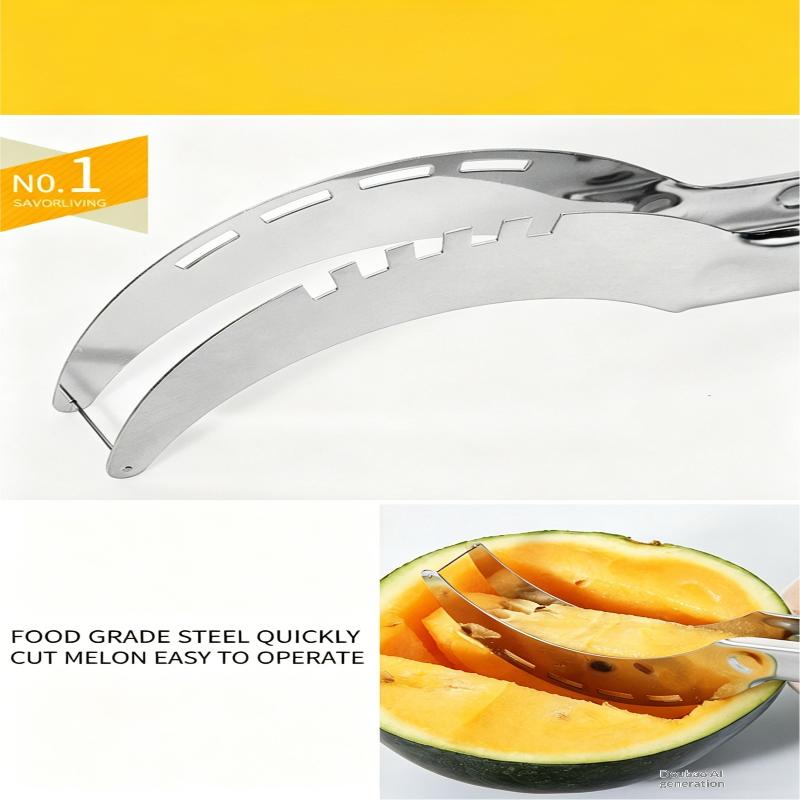 

2-in-1 Watermelon Cutter Slicer Tool – Create Clean 1 Cubes & Slices With Watermelon Slicer For Cutting & Serving серебряный