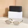 Gafas de sol para hombre y mujer, montura metálica sin borde, color marrón, forma ovalada tipo ojo de gato, estilo hipster, compatibles con lentes graduadas, colección 2025.
