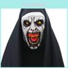 Maschera Horror Spaventosa da Suora Cosplay Valak Lattice Spaventoso Faccia Intera Con Foulard