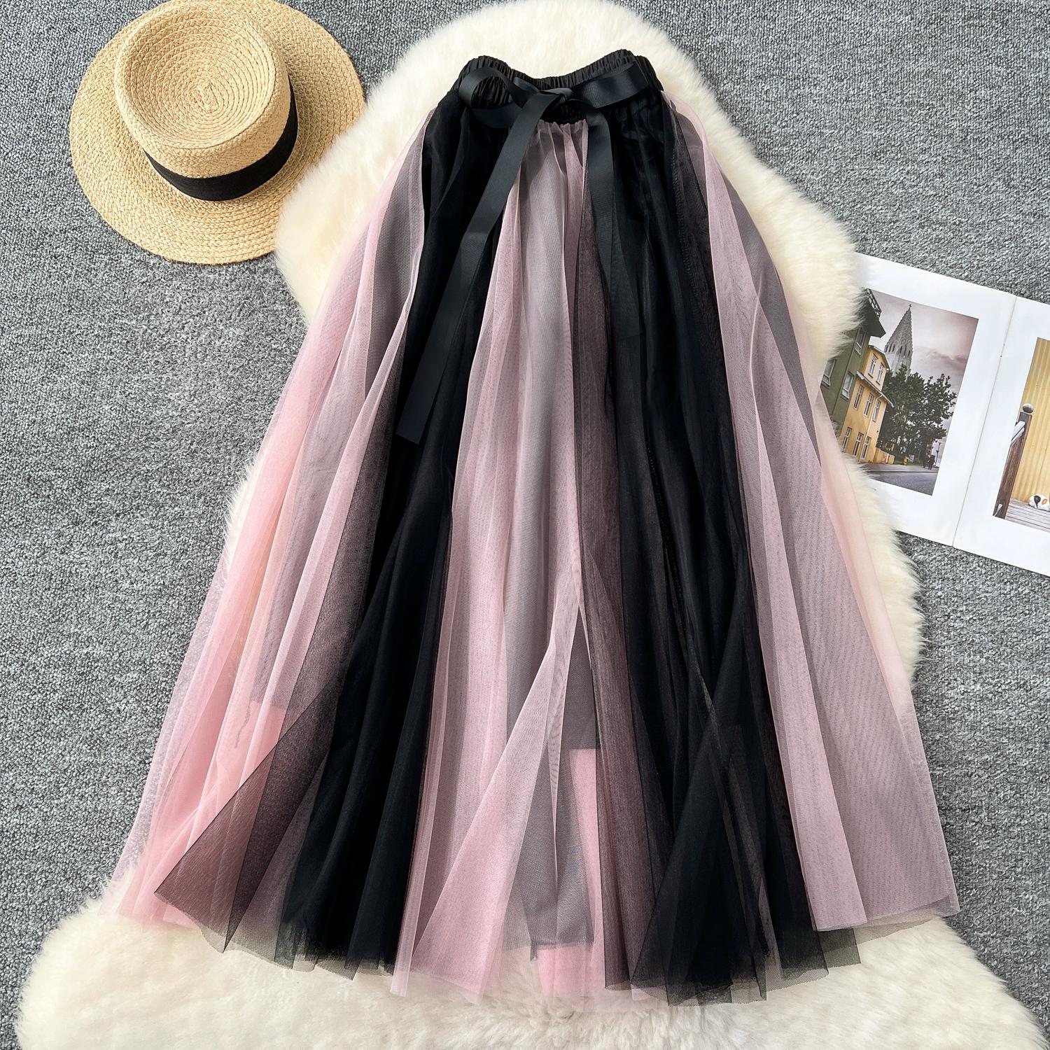 

Летняя женская универсальная сетчатая юбка-миди с завязками-бабочками и высокой талией в стиле пэчворк One Size