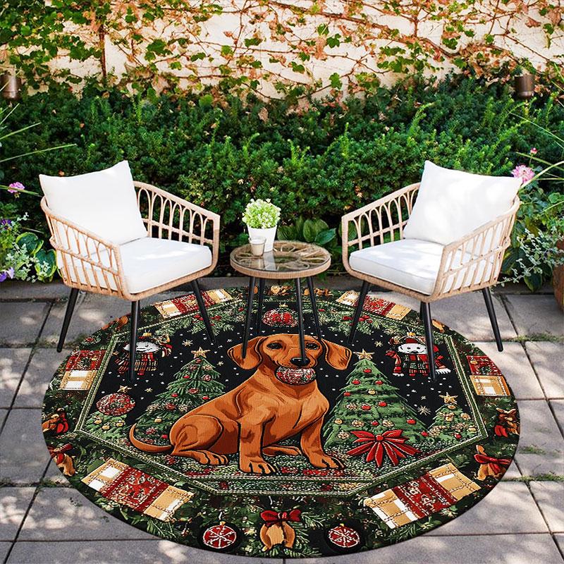 Corgi Pattern Round rug,Carpet Rug for Living Room Bedroom Playroom ,Non-slip Floor Mat,Holiday Gifts and Birthday Gifts.