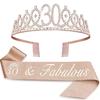Birthday Tiara Crown Sash Women Girls 15th 20th 25th 30th 35th 40th 45th 50th 55th 60th 65th 70th Party Decoration Favor Gifts 5
