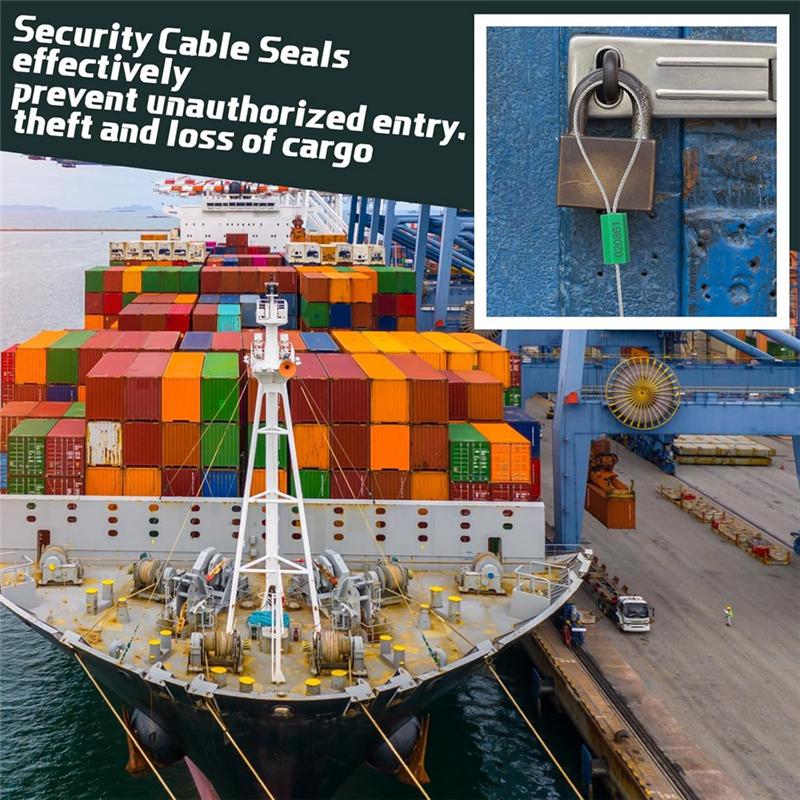 

Y20A 100 Pcs Steel Security Cable Seals 11.8 Inch Numbered Anti Tamper Shipping Seal Disposable Self Locking Numbered Tag NONE зелений