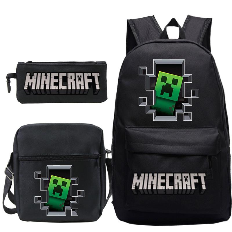 Game Minecraft Printed Children'S School Bag Oblique Span Bag Stationery Pencil Bag Student Backpack Set