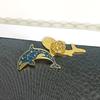2 pcs Light Luxury Whale Dolphin Brooch Animal Vintage Whale Dolphin Badge Clothes Decoration Fish Shaped Metal Badge Female