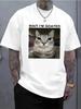 Unisex Funny Wait I Am Goated Cat Graphic Crew Neck Short Sleeve Oversized Loose Casual Summer Streetwear Daily Basic Cotton Tee