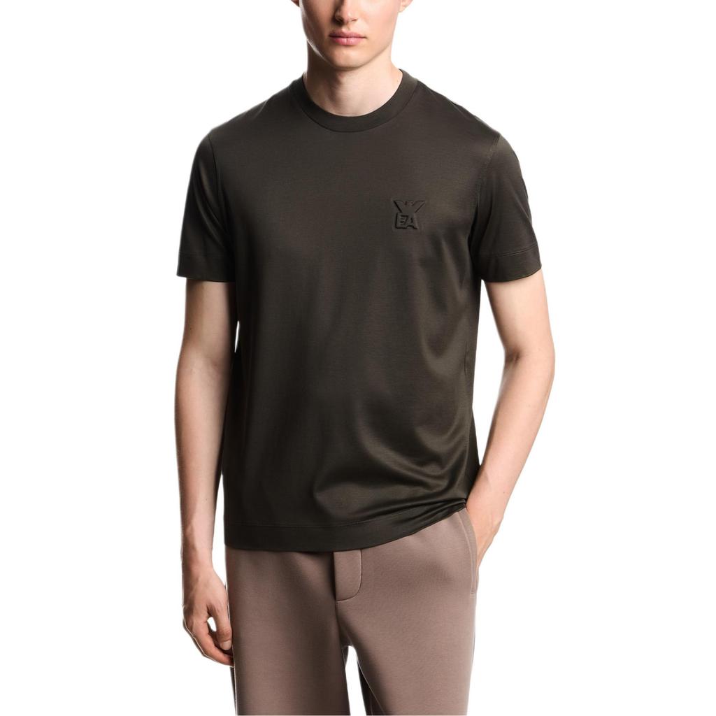 Emporio Armani EA7 FW25 Lyocell Blend Knit Solid Logo Round Neck Puff Sleeve T-Shirt Men tops EM002963-AF10761-U8120