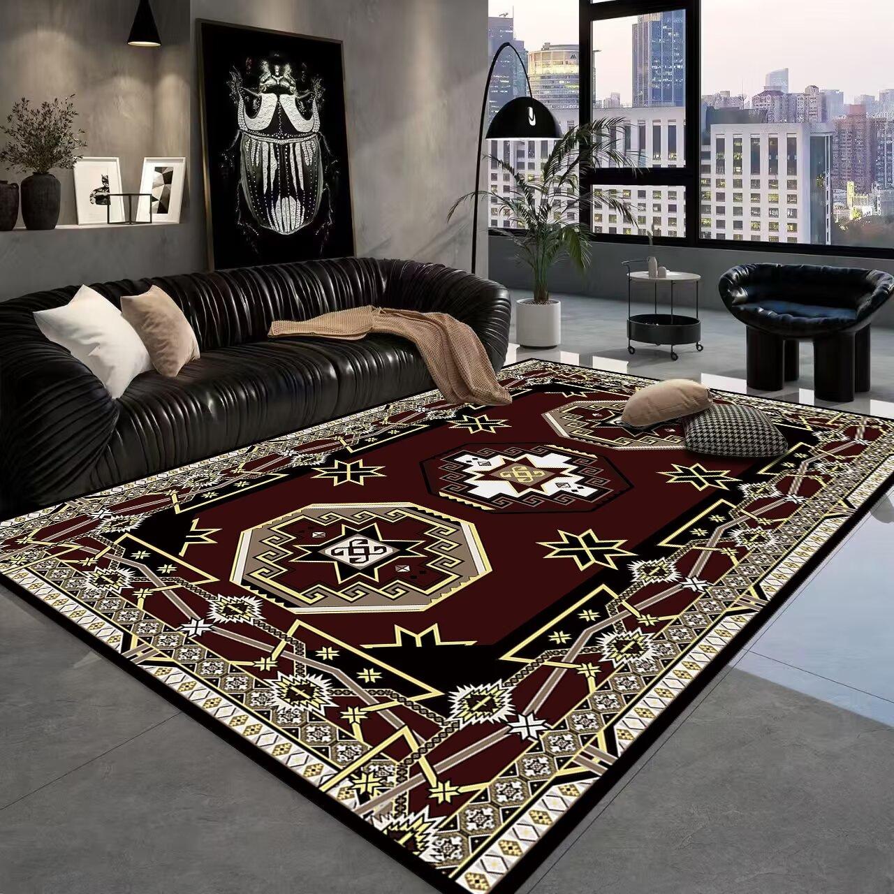 

American Persia Carpets for Living Room Large Area Decoration Sofa Area Rugs Bedroom Cloakroom Non-slip Floor Mat Soft Washable 60*90cm