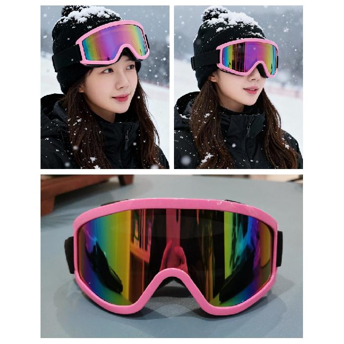 Winter ski goggles for men and women, suitable for those with prescription glasses, large frame with straps, windproof outdoor goggles for cycling
