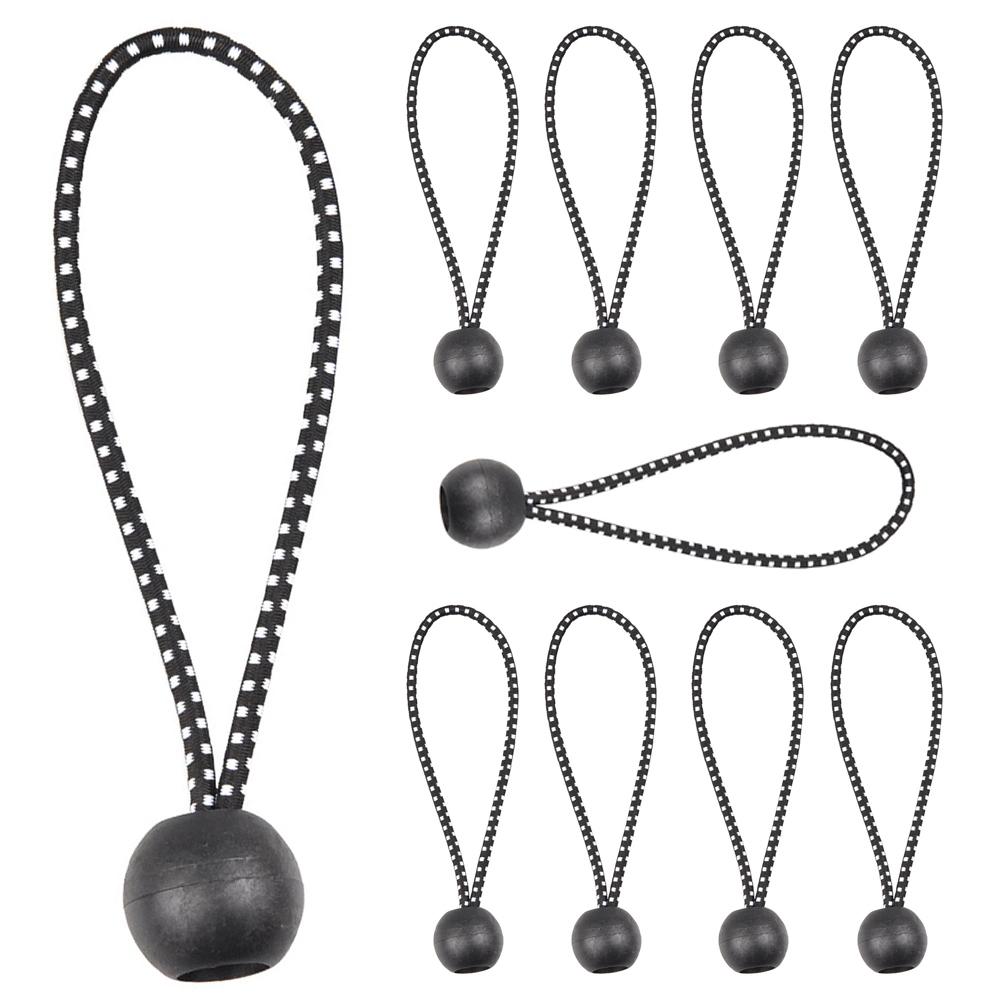 

LUCKSTONE 10Pcs Tent Tie Down Rope Elastic Ball Buckle Fixed Strap for Outdoor Camping Hiking Fishing Awning Black White