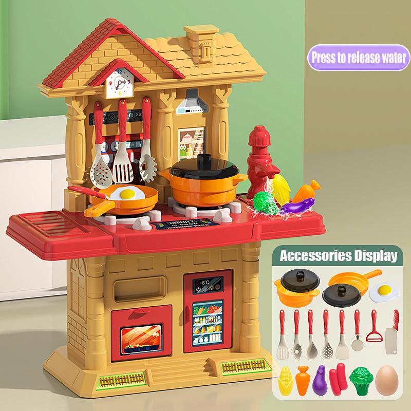 

Игровые наборы 45 см Образовательный кухонный игрушечный набор для малышей Детей Кухня-вилла Плита Подарок для детей Cycle Water-Red