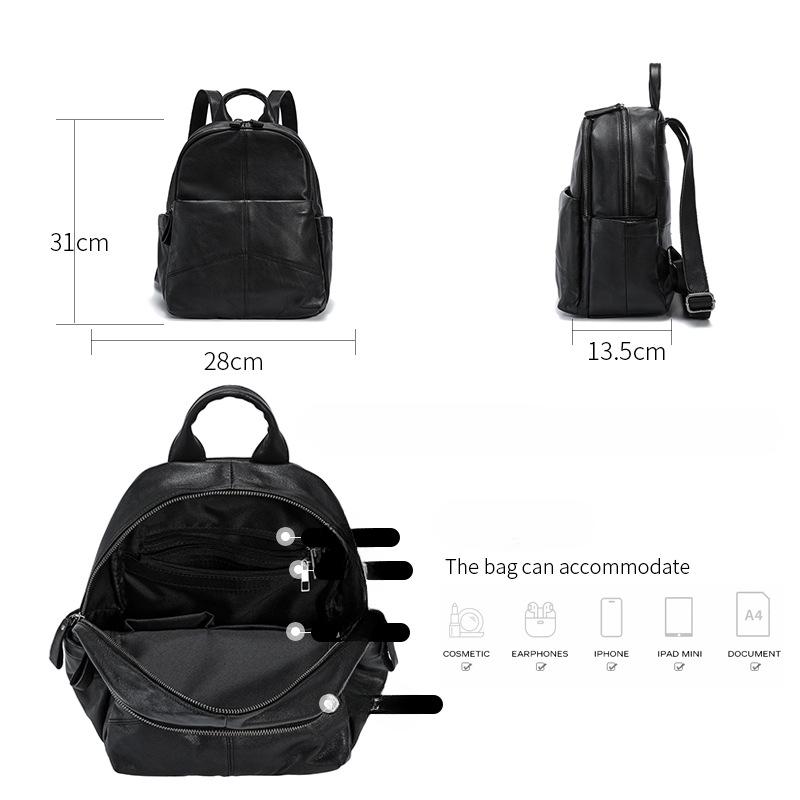 Ekte Skinn Dame Ryggsekk Dame Premium Følelse Stor Kapasitet Mote Alt-i-ett Ryggsekk College Stil Ryggsekk