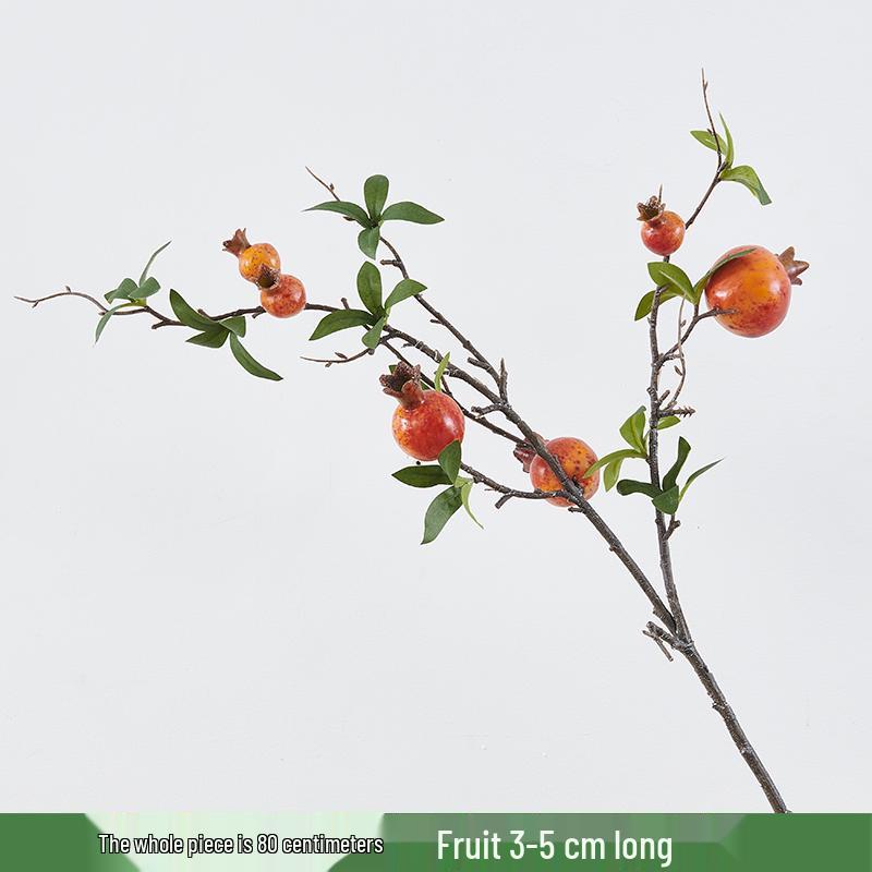 Pomegranate and Persimmon Artificial Flower Branch for Living Room or Dining Table Decoration