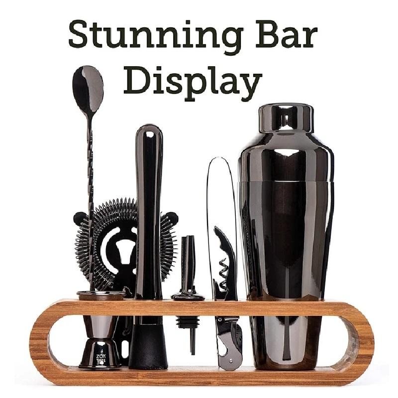 Sada koktejlových barů Mixology Bartender Kit: 10dílná sada tyčového nářadí se stylovým bambusovým stojanem