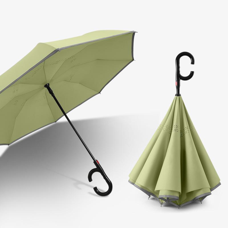C-type Double-Layer Automatic Reverse Umbrella: Sunshade & Rain Protection, Large for Sunny/Rainy Days