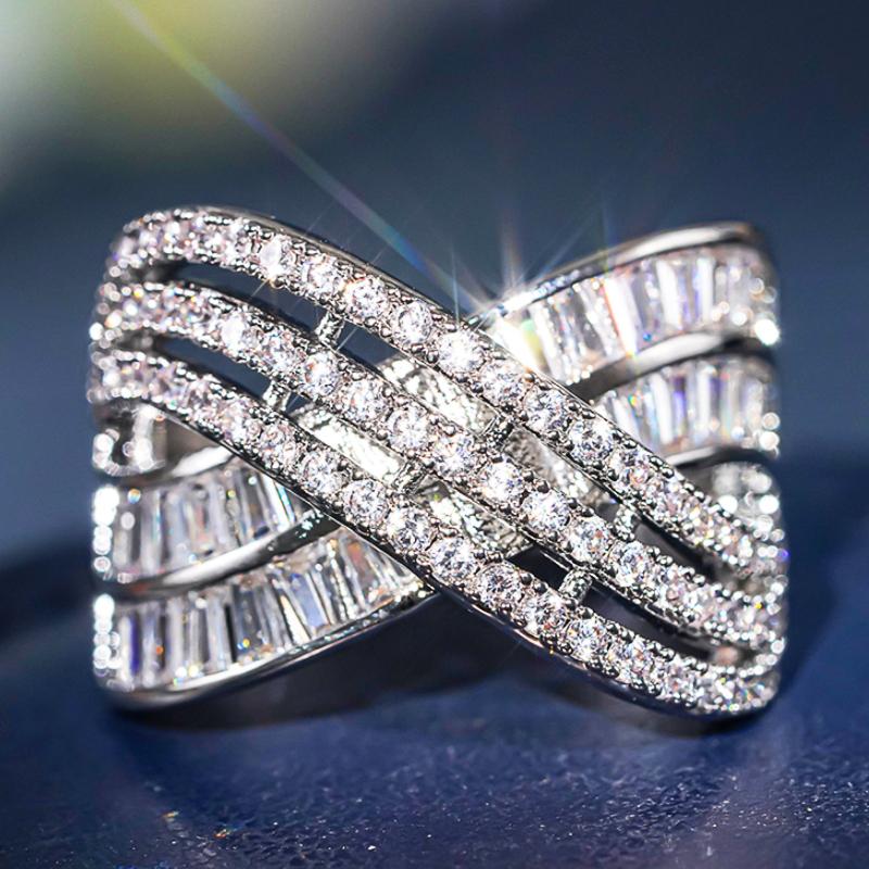 

Модное роскошное кольцо-крест для женщин, блестящий кубический цирконий, серебристый цвет, аксессуары для пальцев для повседневной вечеринки, великолепные украшения 10
