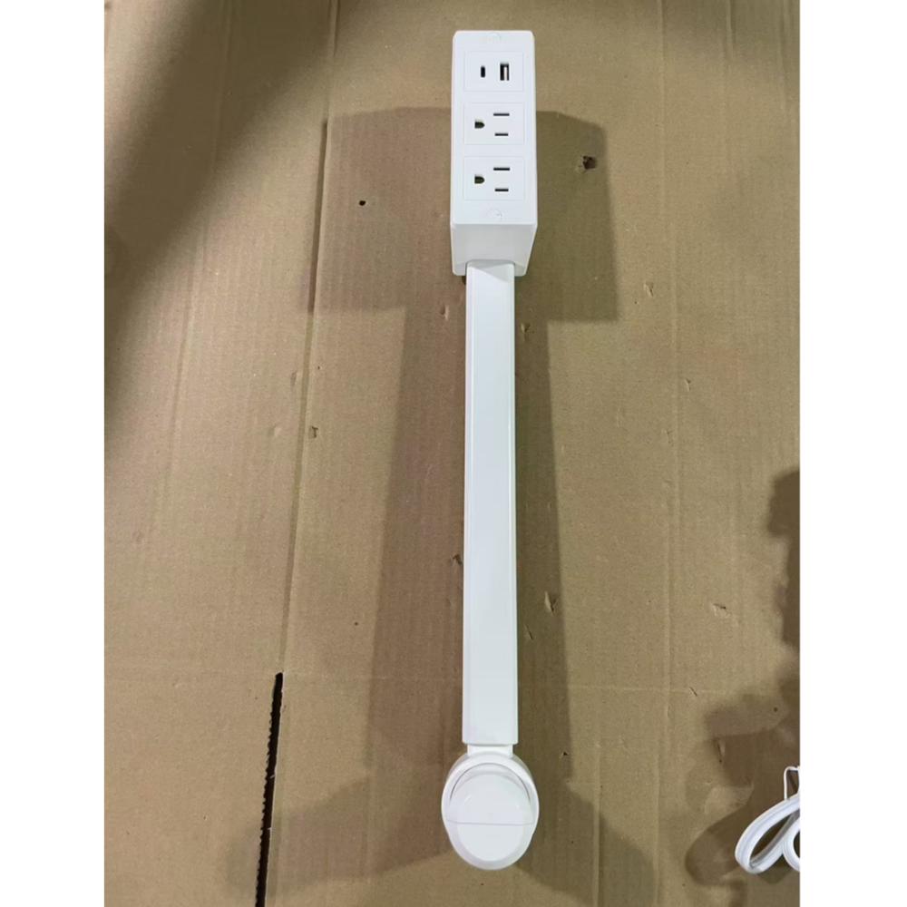 Hot Rotates 180° Electrical Outlet Extender Adjustable Length White Flat Plug Power Strip Power Outlets Extender for NightStand