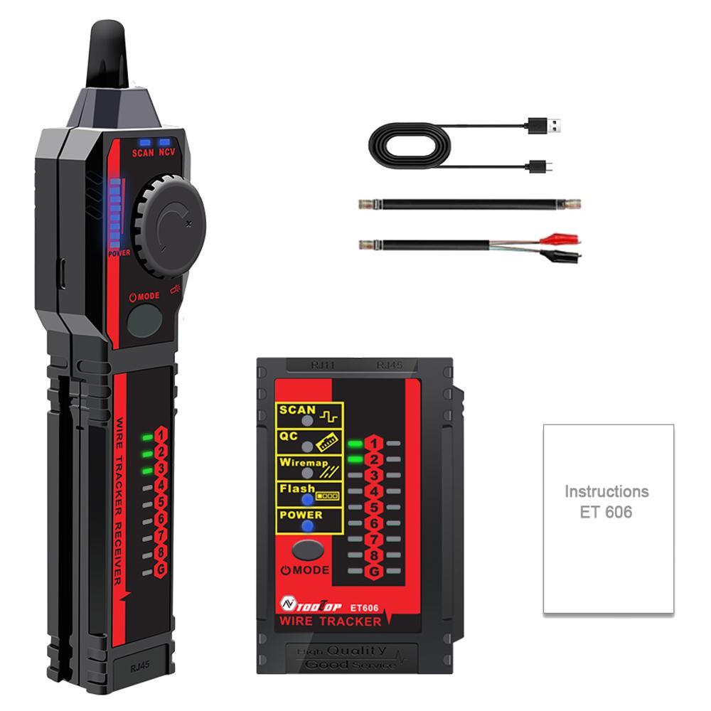 ET606 Cable Port Tester Handheld Network Cable Tester Cable Pairing Check Switch Flash POE Polarity