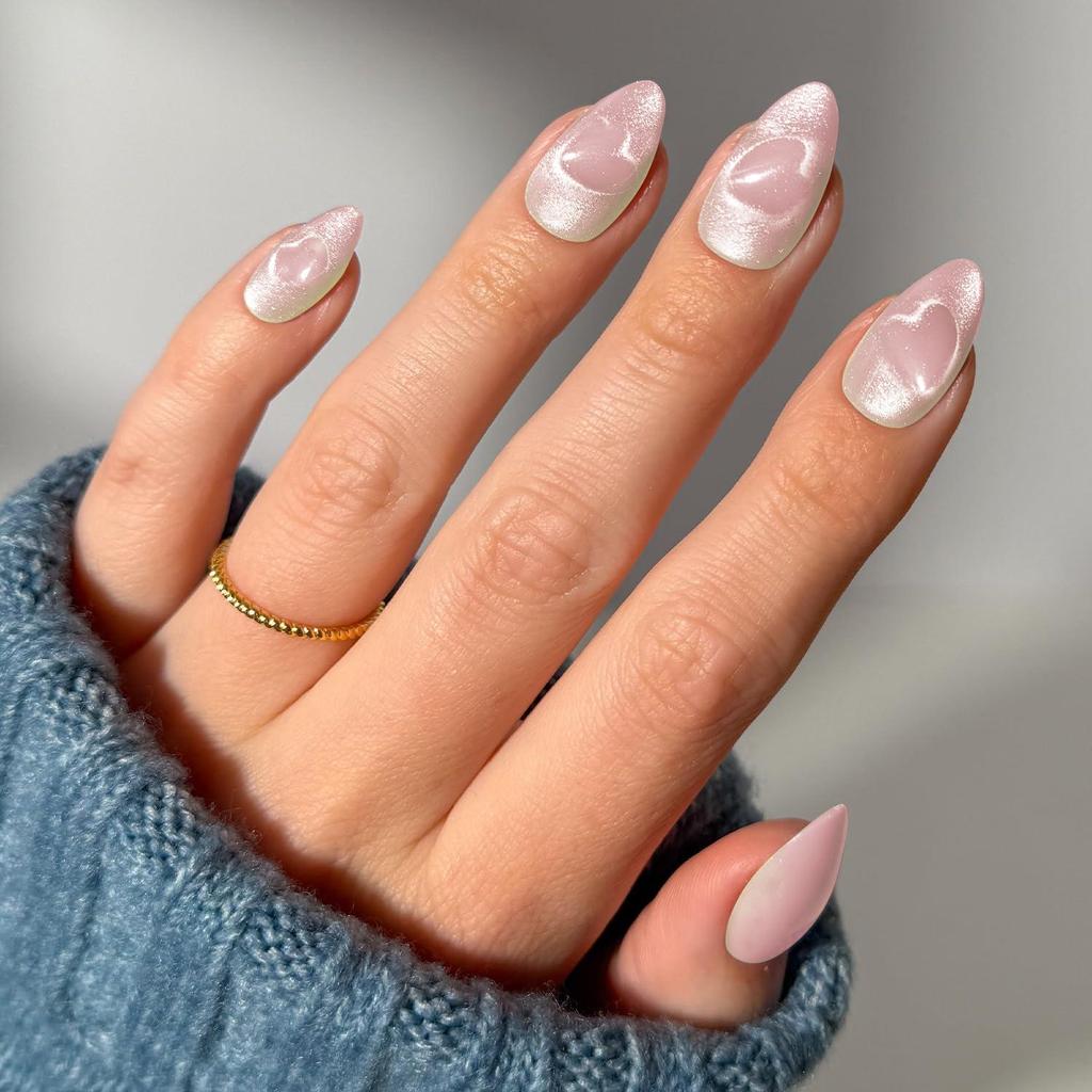 Cat Eye Wearable False Nails - Simple Whitening, Removable, High-End Nail Patches