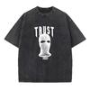 Mens Creative Print  Cotton Washed Short Sleeve TShirt Comfortable And Breathable Suitable For Daily Wear Fitness Running