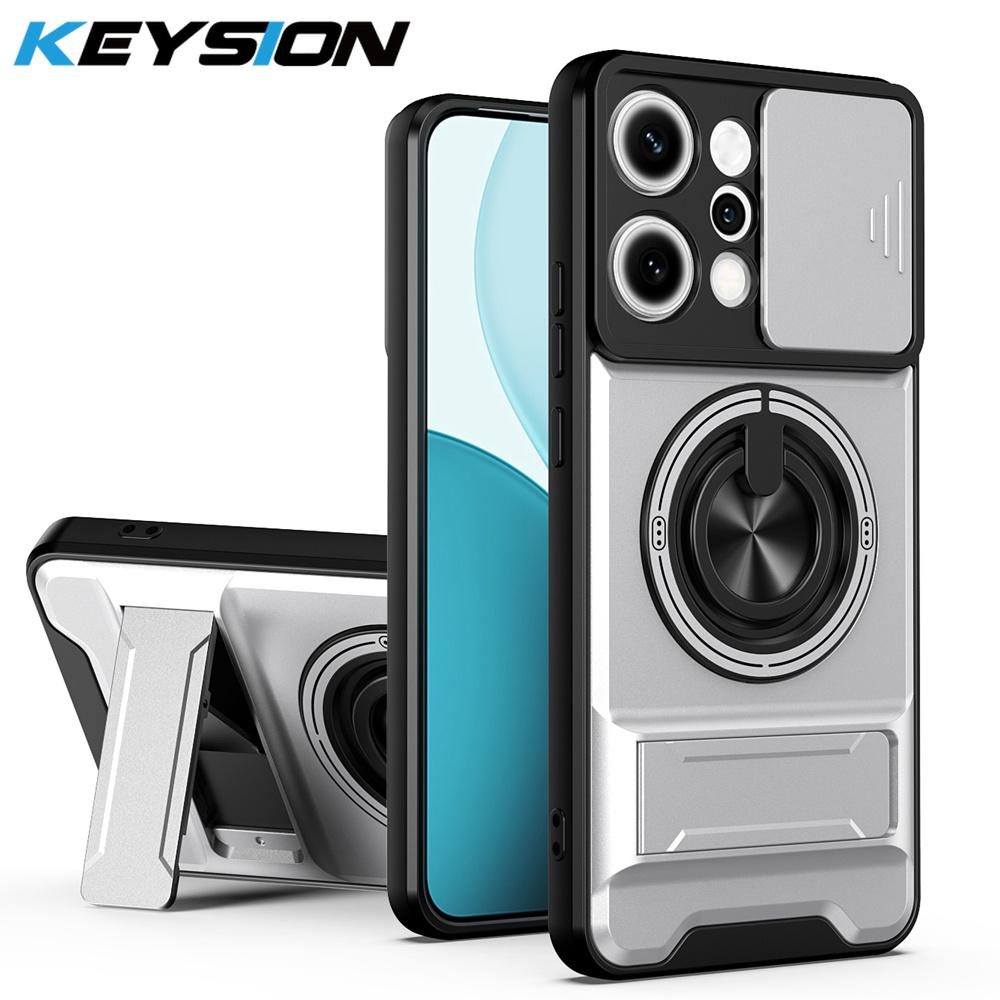 KEYSION Magnetic Phone Case for OPPO Reno14 Pro 5G Reno14 F 5G Slide Camera Protection Upright Kickstand Ring Shockproof Cover