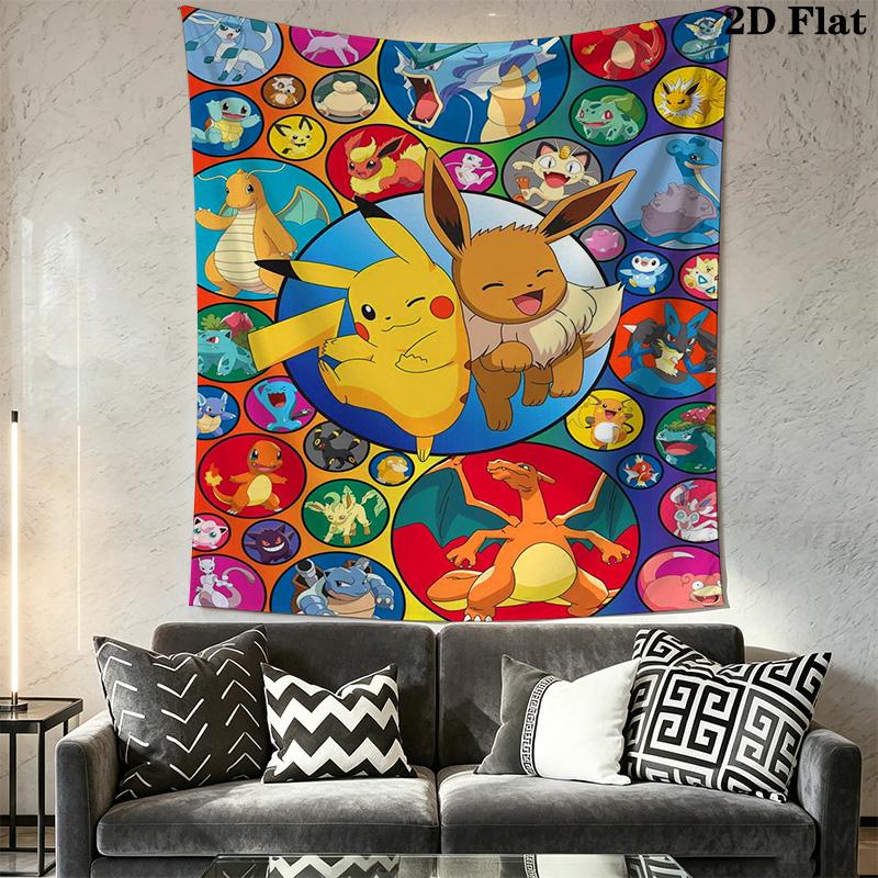 Pikachu Eevee Tapestry Wall Tapestry Fashion Print Background Cloth Wall Covering Decoration Homestay Soft Decoration Tapestry