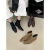 Low-heeled Short Boots Women's Thick-heeled Autumn and Winter Design Sense Splicing Square-headed Thin Boots and Bare Boots