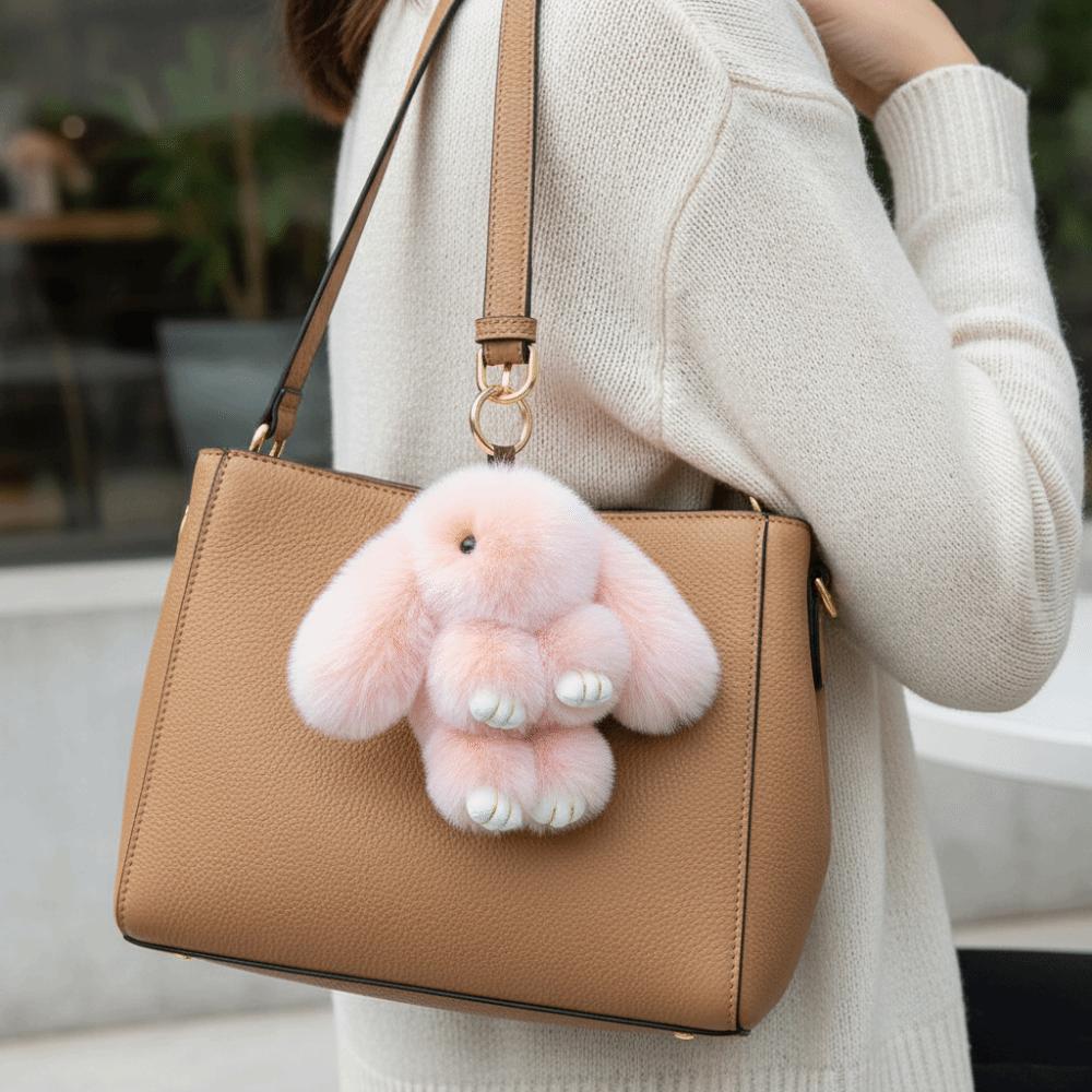 Lovely Play Dead Rabbit Doll Fluffy Plush Rabbit Pendant Rabbit Fur Keychain  Children's Toys