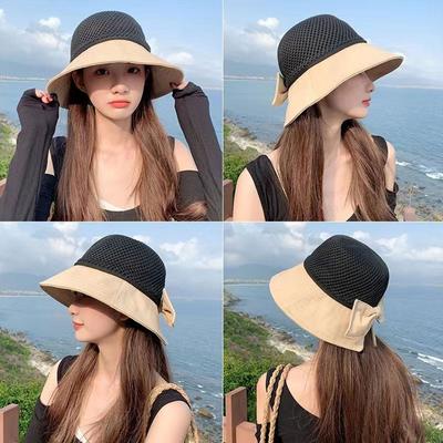 Summer Women Bucket Hat UV Protection Sun Hats Soft Foldable Wide Brim Outdoor Beach Hat Panama Cap