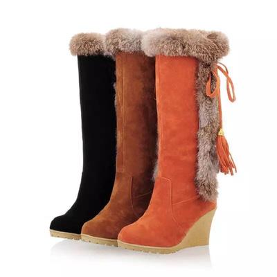 Women's Leisure Tassel Increase Shoes Round-Toe Keep Warm Long Tube Snow Boots