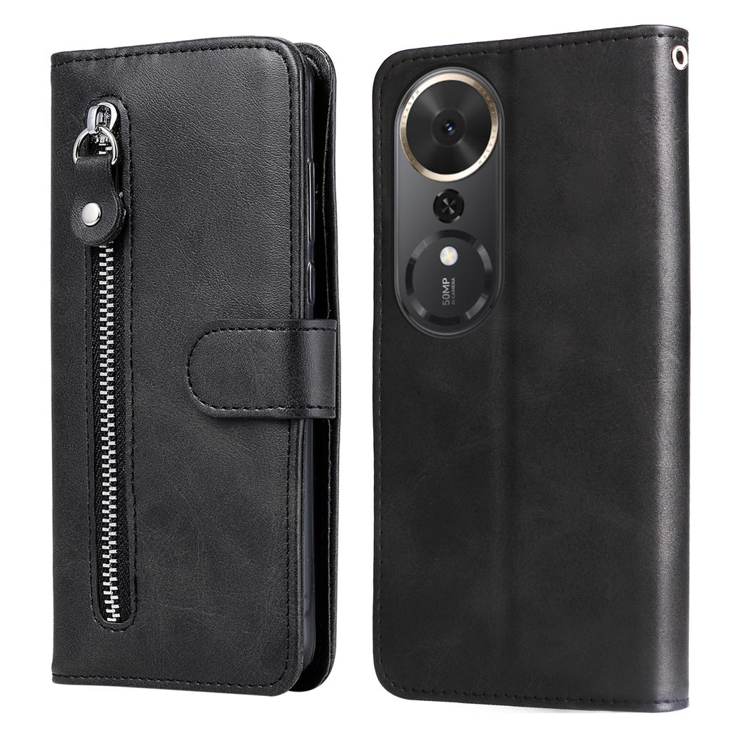 For Honor Play 70 Plus 5G PU Leather Cases with Zipper Pocket Wallet Phone Cover Stand