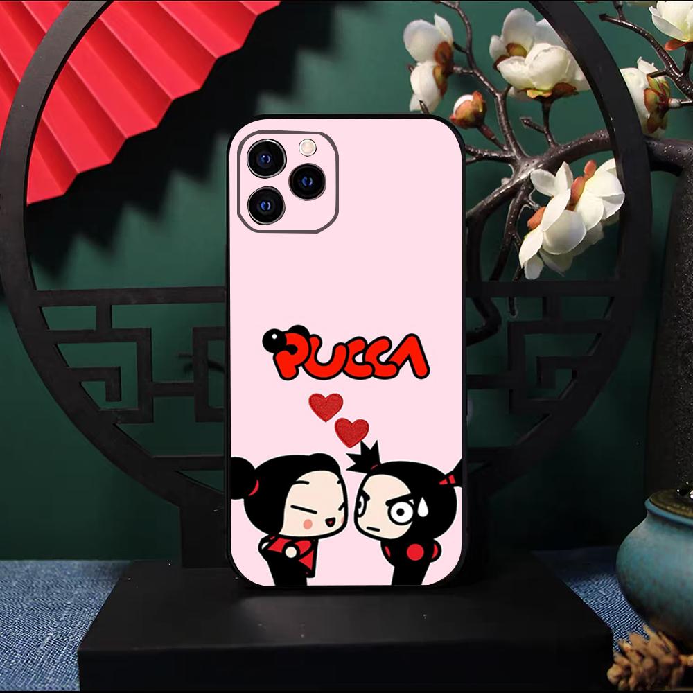 Pucca-A G-Garu Cartoon Phone Case For IPhone 17 Pro Max 16 15 14 Pro Max 13 11 X Xs Xr 8 7Plus Silicone Cover