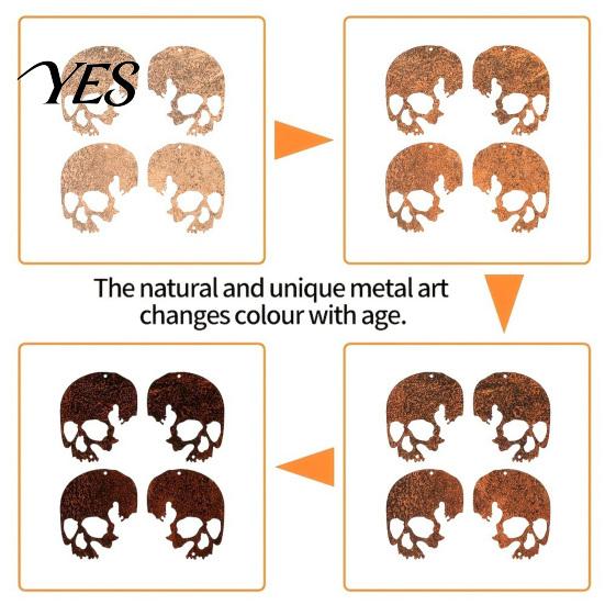 Retro Halloween Decoration Skull Hanging Ornaments, Metal Garden Sign, Decorative Fun Yard Sign Shaped Tags for Indoor Outdoor Decor Festive