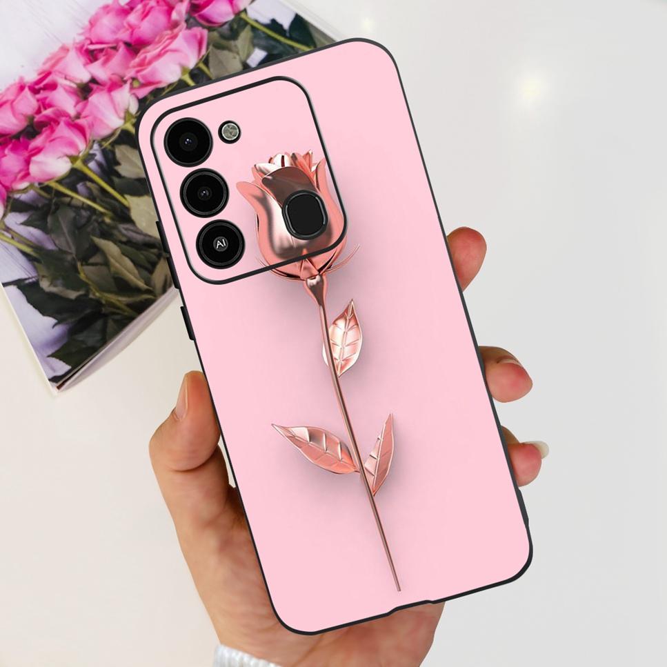 For Tecno Spark GO 2022 Case KG5 Soft Silicone Cute Cat Phone Cover For Tecno SparkGO 2022 6.52" Luxury Love Flower Cases Funda