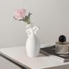Vase with Attitude, White Ceramic Small Neck Vases, Novel and Lovely Unique Shape Vase, 7inch Modern Home Decoration Vases, Can Be Used As A