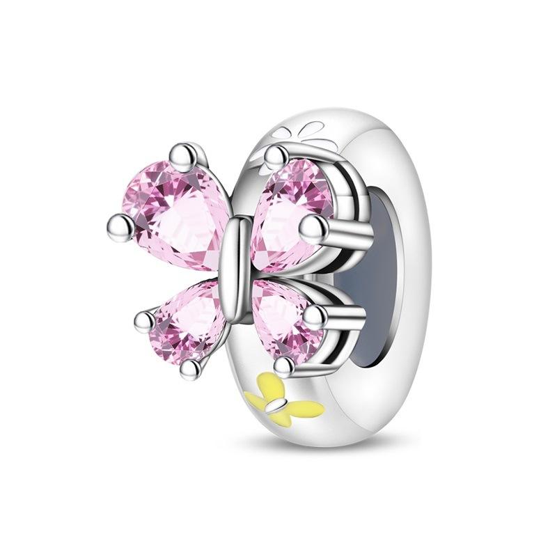 Charm Beaded Clover Butterfly Raccoon Rubber Stopper Isolation Bead Jewelry Bracelet Necklace Accessories