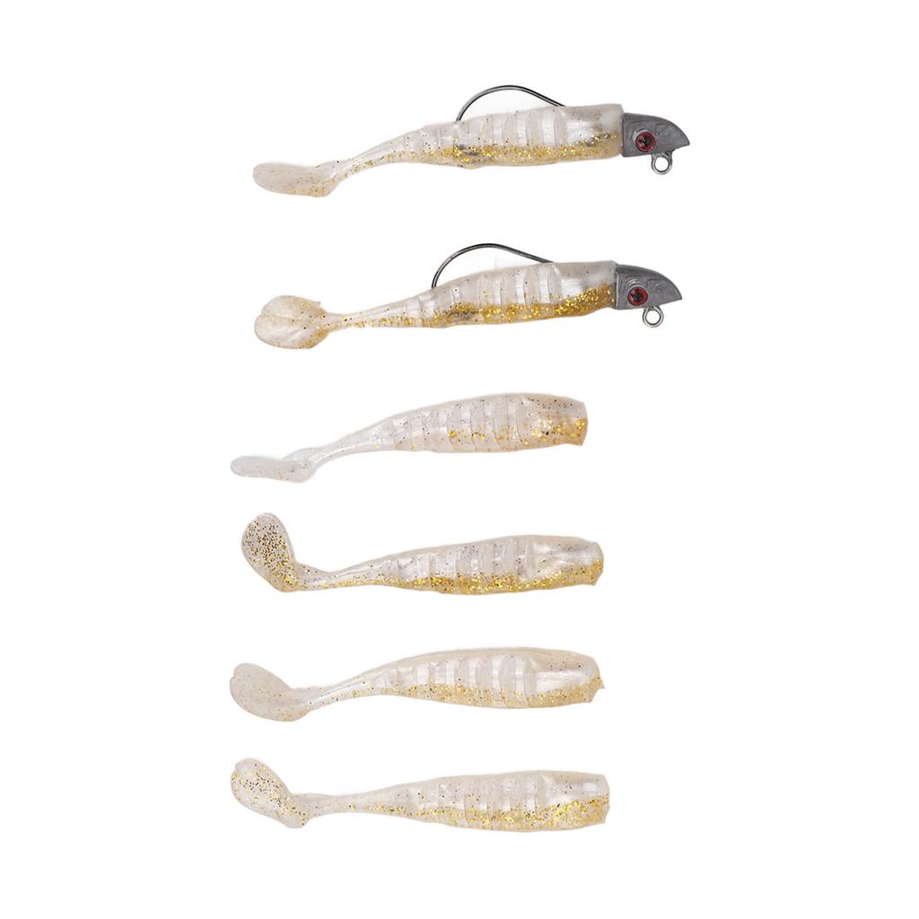 2 Sets Silicone Artificial Fishing Bait with 3D Eyes Soft Fishing Bait for Saltwater FreshwaterGold