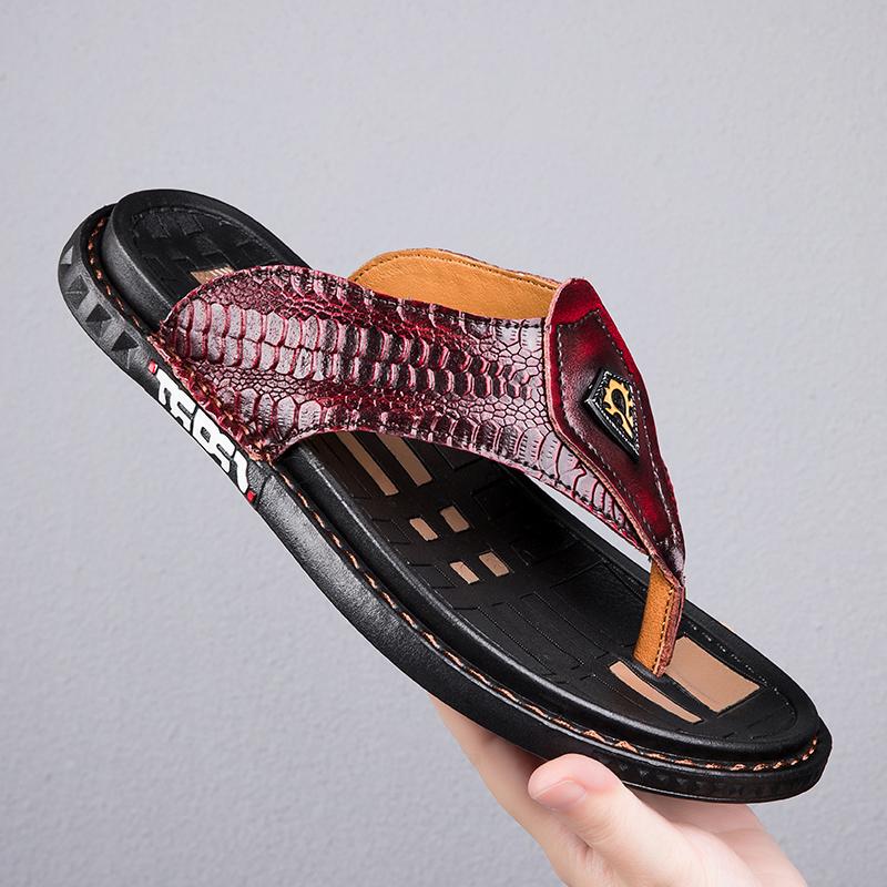 

Flip-flops men s 2024 new summer wear non-slip and wear-resistant pinch slippers Vietnamese casual soft-soled beach shoes 45 бордовий