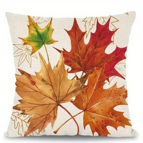 Home Decor Dog & Autumn Leaves Hello Fall Cushions Pattern Cushion Cover Suitable For Sofa Bedroom Car Pillow Cover