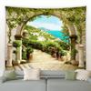 Europäischer Stil Küstenstadt Blumen Wandteppich Retro Italienische Architektur Pflanzenlandschaft Wandbehang Wohnzimmer Garten Dekoration Tuch