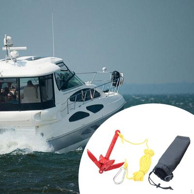 Kayak Anchor Kit with 5M Tow Rope Carrying Bag Hook Professional Docking Hardware Folding